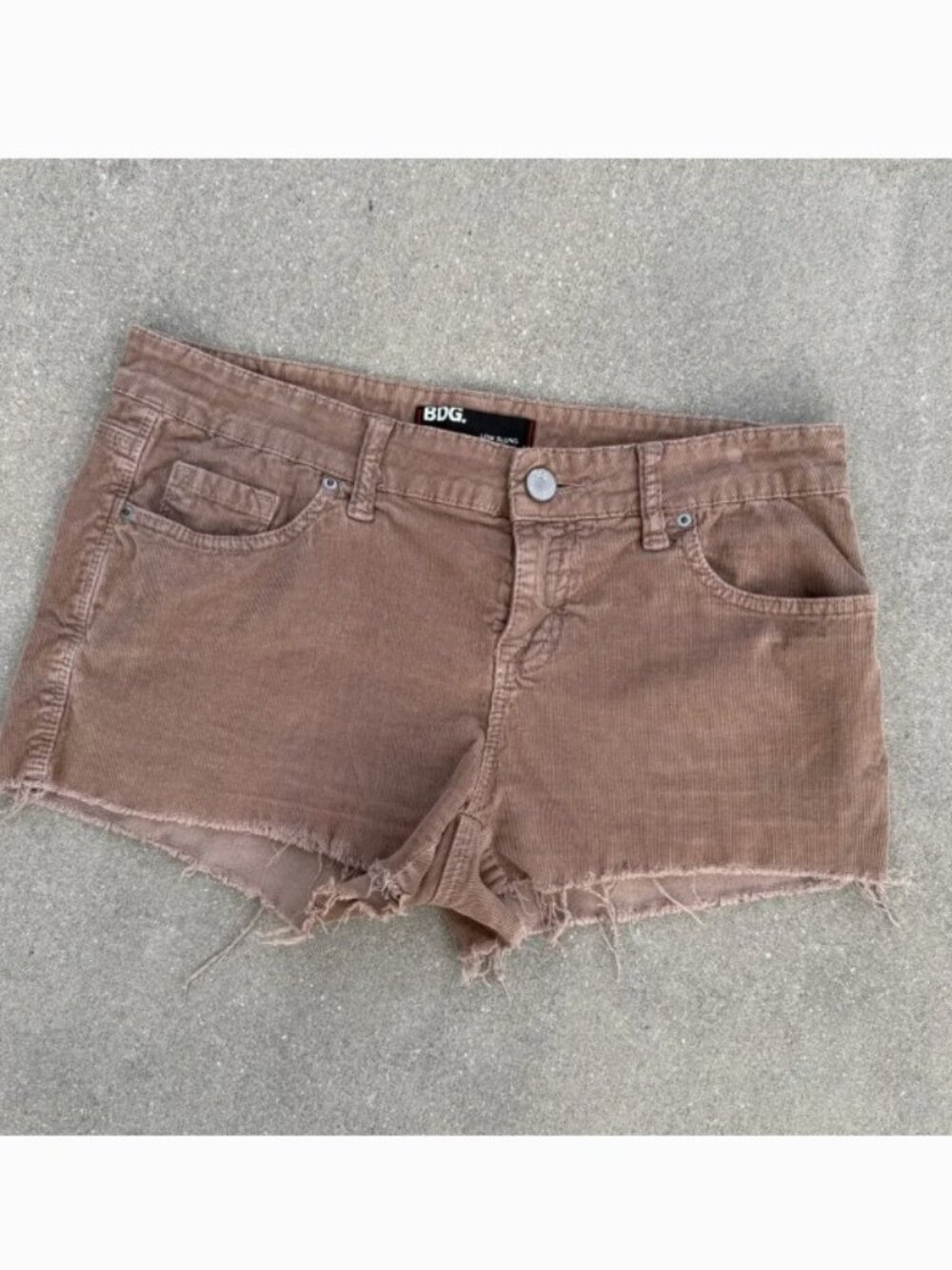 BDG Low Rise Brown Corduroy Shorts Womens 28 Cutoff Raw Hem Y2K Boho Earthy 70s